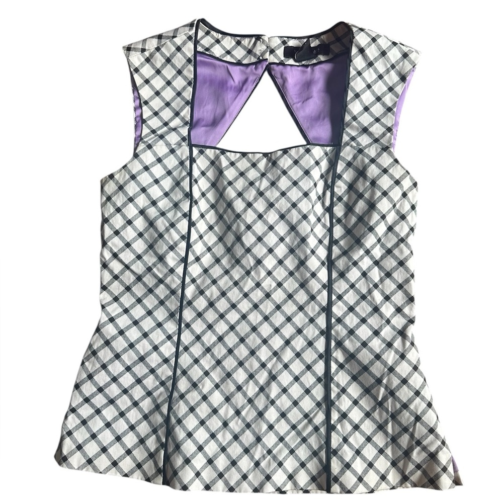 White House Black Market Plaid Sleeveless Bodice Top‎ US 6
